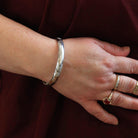 Vintage Flower Bangle - Retro Sterling Silver Engraved Nature Inspired Floral Design Bangle - Circa 1940s Era Statement Accessory Jewelry