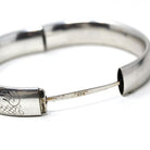 Vintage Bangle Bracelet - Retro Sterling Silver Engraved Nature Inspired Design Brushed Finish - Circa 1940s Era Statement Accessory Jewelry