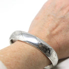 Vintage Bangle Bracelet - Retro Sterling Silver Engraved Nature Inspired Design Brushed Finish - Circa 1940s Era Statement Accessory Jewelry