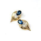 London Blue Topaz Earrings - Estate 14k Yellow Gold Natural Pear Shape Gemstone Studs - Modern 2000s Era Pierced Push Back Fine Jewelry