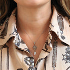 Antique Diamond Lavalier - Art Deco 14k White Gold Natural .06 CT Gemstone Pendant - Circa 1920s Era Art Deco Baroque Pearl Jewelry