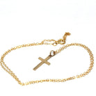 Vintage Cross Necklace - Retro 10k Yellow Gold Engraved Etched Pendant Charm - Circa 1940s Era Petite Dainty Religious Faith Esemco Jewelry