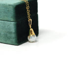 Floating Opal Charm - Retro 14k Gold Filled Flower Cap Natural Gemstone Sphere Orb Fob - Vintage 1940s Era Liquid Teardrop Pendant Jewelry