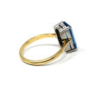 Estate Aquamarine Ring - Modern 18k Yellow & White Gold Elongated Emerald Cut 2.25 CT Natural Blue Gem - Circa 2000s Size 7 3/4 Fine Jewelry