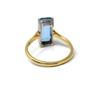 Estate Aquamarine Ring - Modern 18k Yellow & White Gold Elongated Emerald Cut 2.25 CT Natural Blue Gem - Circa 2000s Size 7 3/4 Fine Jewelry