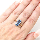 Estate Aquamarine Ring - Modern 18k Yellow & White Gold Elongated Emerald Cut 2.25 CT Natural Blue Gem - Circa 2000s Size 7 3/4 Fine Jewelry