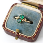 Edwardian Toi Et Moi Ring - Antique 10k Yellow Gold Garnet Glass Doublet Seed Pearls Gemstones - Vintage Circa 1900s Era Size 4 Fine Jewelry