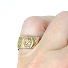 Antique Cigar Band - Victorian 14k Yellow Gold Engraved Designs Unisex Ring - Circa 1890s Era Size 6 Fine Statement Jewelry