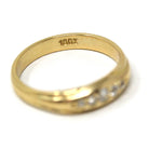 Antique Diamond Band - Edwardian 18k Yellow Gold Five Natural Gemstones Ring - Vintage 1910s Era Size 8 3/4 Fine Statement Bridal Jewelry