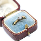 Star Diamond Ring - Retro Era English 18k Yellow Gold & Platinum Natural .03 CT Engagement Ring - Circa 1970s Size 5 3/4 Fine Bridal Jewelry