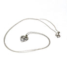 Diamond Heart Necklace - Modern 14k White Gold Natural Genuine Gemstone Pendant - Estate Circa 1980s Valentine's Day Gift Fine 80s Jewelry