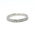 Art Deco Diamond Wedding Band - Vintage Platinum Natural .18 CTW Gemstones Ring - Circa 1930s Era Size 5 Half Eternity Fine Bridal Jewelry