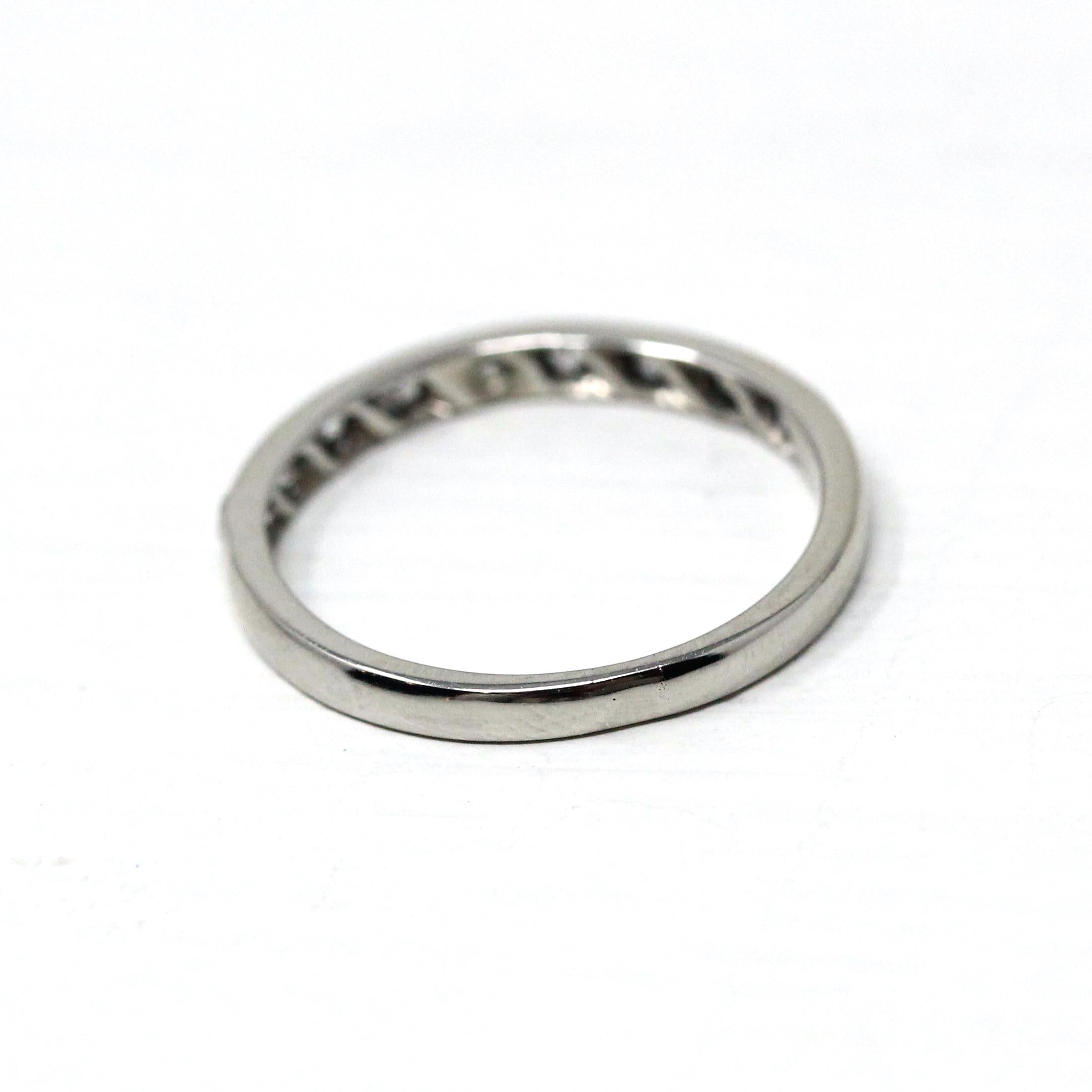 Art Deco Diamond Wedding Band - Vintage Platinum Natural .18 CTW Gemstones Ring - Circa 1930s Era Size 5 Half Eternity Fine Bridal Jewelry