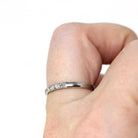 Art Deco Diamond Wedding Band - Vintage Platinum Natural .18 CTW Gemstones Ring - Circa 1930s Era Size 5 Half Eternity Fine Bridal Jewelry