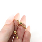 Modern Disco Ball Earrings - Estate 14k Yellow Gold Dangle Drop Spheres Pierced Hook Back - Circa 2000s Dainty Fine New Year's Eve Jewelry