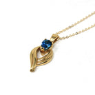 London Blue Topaz Necklace - Modern 14k Yellow Gold Pear Faceted .80 CT Natural Gem - Estate Circa 2000s December Birthstone Pendant Jewelry