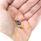 London Blue Topaz Necklace - Modern 14k Yellow Gold Pear Faceted .80 CT Natural Gem - Estate Circa 2000s December Birthstone Pendant Jewelry