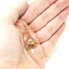 Antique Lavalier Necklace - Edwardian 10k Yellow Gold Baroque Pearl Pendant Charm - Antique Circa 1910s Garnet Glass Doublet Leaf Jewelry