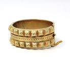 Antique Victorian Bangle - Vintage Silver Gilt Gold Studded Design Bracelet - Circa 1880s Era Gold Plated Wide Statement Late 1800s Jewelry