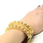 Antique Victorian Bangle - Vintage Silver Gilt Gold Studded Design Bracelet - Circa 1880s Era Gold Plated Wide Statement Late 1800s Jewelry