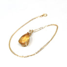 Diamond Citrine Pendant - Modern 14k Yellow Gold Faceted Pear Cut 11.29 CT Natural Gemstone - Estate Circa 2000's Era Statement Fine Jewelry