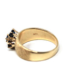 Sapphire Cluster Ring - Estate 14k Yellow Gold Natural Blue Gemstones - Modern Circa 1980s Era Size 6 3/4 Wide Band Fine 80s Flower Jewelry