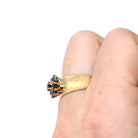 Sapphire Cluster Ring - Estate 14k Yellow Gold Natural Blue Gemstones - Modern Circa 1980s Era Size 6 3/4 Wide Band Fine 80s Flower Jewelry