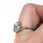 Retro Created Spinel Ring - Vintage 10k White Gold Rectangular Step Cut White Bypass Gem - Circa 1960s Size 6 Engagement Style Fine Jewelry