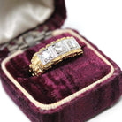 Vintage Nugget Ring - Estate 14k Yellow & White Gold .50 CTW Natural Diamond Band - Modern Size 7.5 Unisex Two Tone Textured Bridal Jewelry