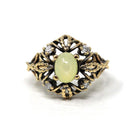 Linde Star Sapphire Ring - Retro 14k Yellow Gold & Natural Diamonds - Vintage Circa 1970s Era Size 6 3/4 Rope Filigree Floral Fine Jewelry