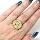 Vintage Gemini Ring - Retro Era 14k Yellow Gold Astrological Zodiac Gemstone Signet - Circa 1950s Size 9 Roberts Belk Fine Symbolic Jewelry