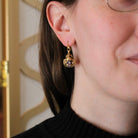 Victorian Cannetille Earrings - Antique 14k Rosy Yellow Gold Dangle Tourmaline Gemstones - Vintage Mid 1800s Era Fine Bridal Wedding Jewelry