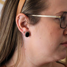 Simulated Onyx Earrings - Retro 10k White Gold & Base Metal Oval Black Glass Stones - 1960s Era Statement Fashion Accessory Fine Jewelry