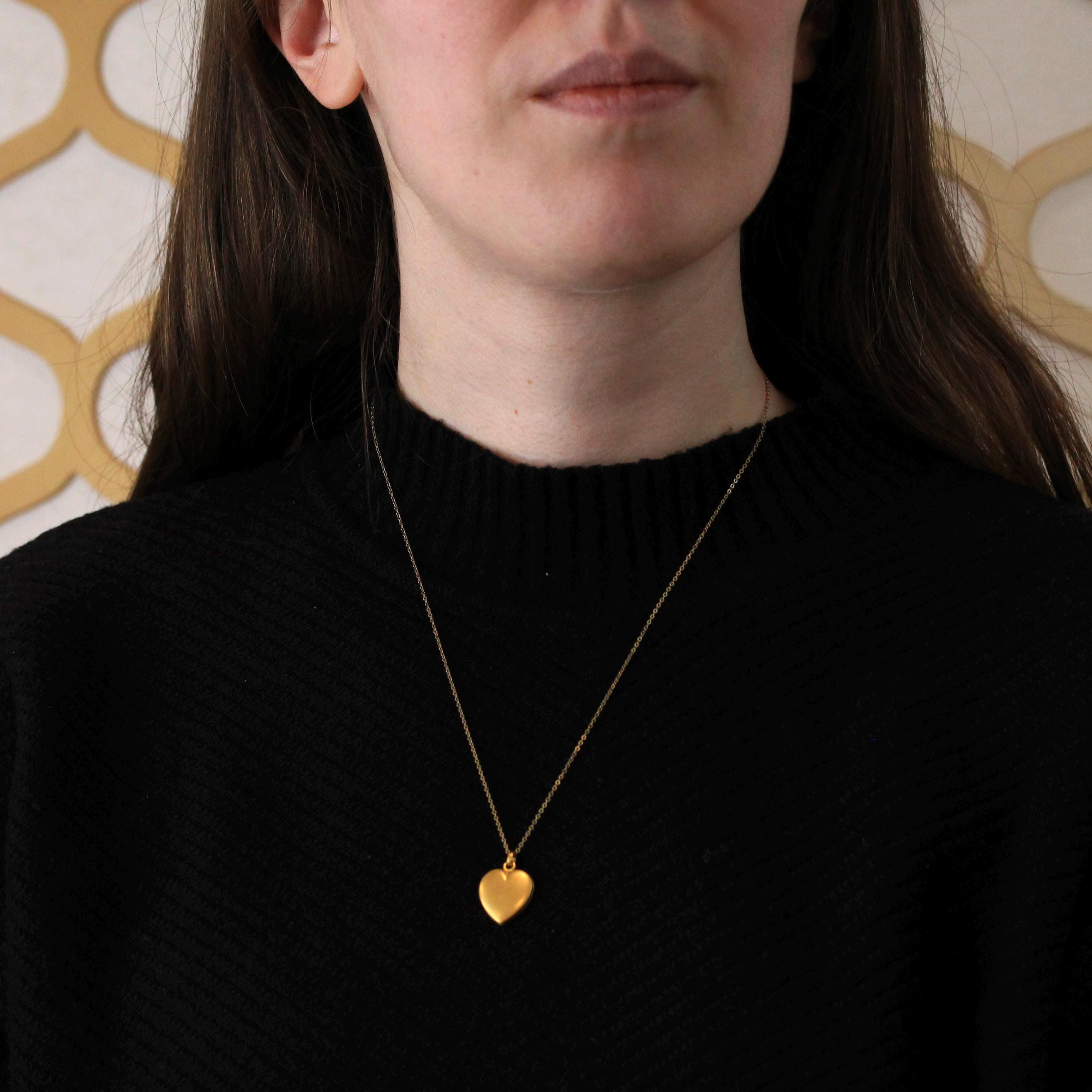 Antique Heart Locket - Edwardian 10k Yellow Gold Keepsake Pendant Necklace Charm - Circa 1910s Era Photograph Photo Statement Fine Jewelry