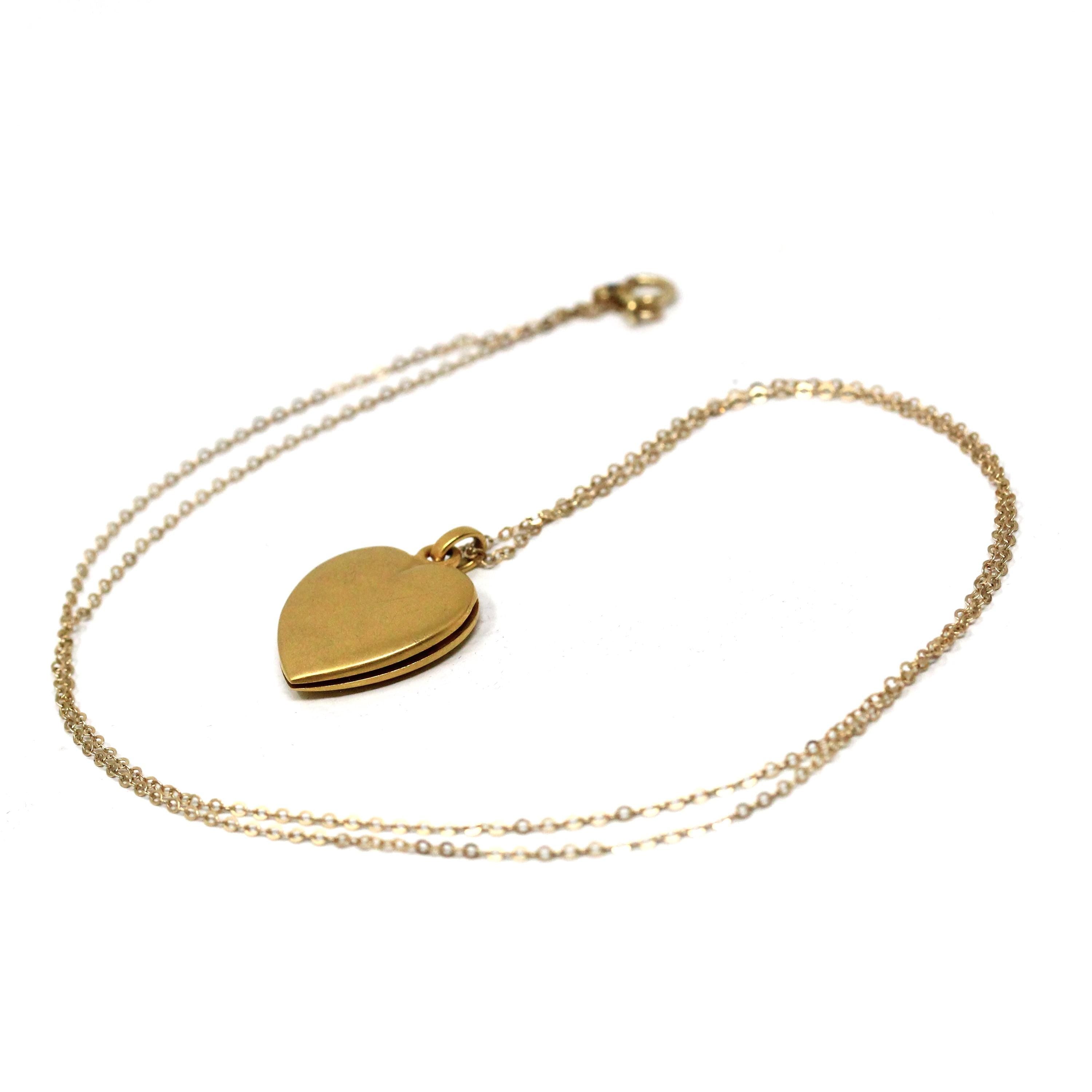 Antique Heart Locket - Edwardian 10k Yellow Gold Keepsake Pendant Necklace Charm - Circa 1910s Era Photograph Photo Statement Fine Jewelry