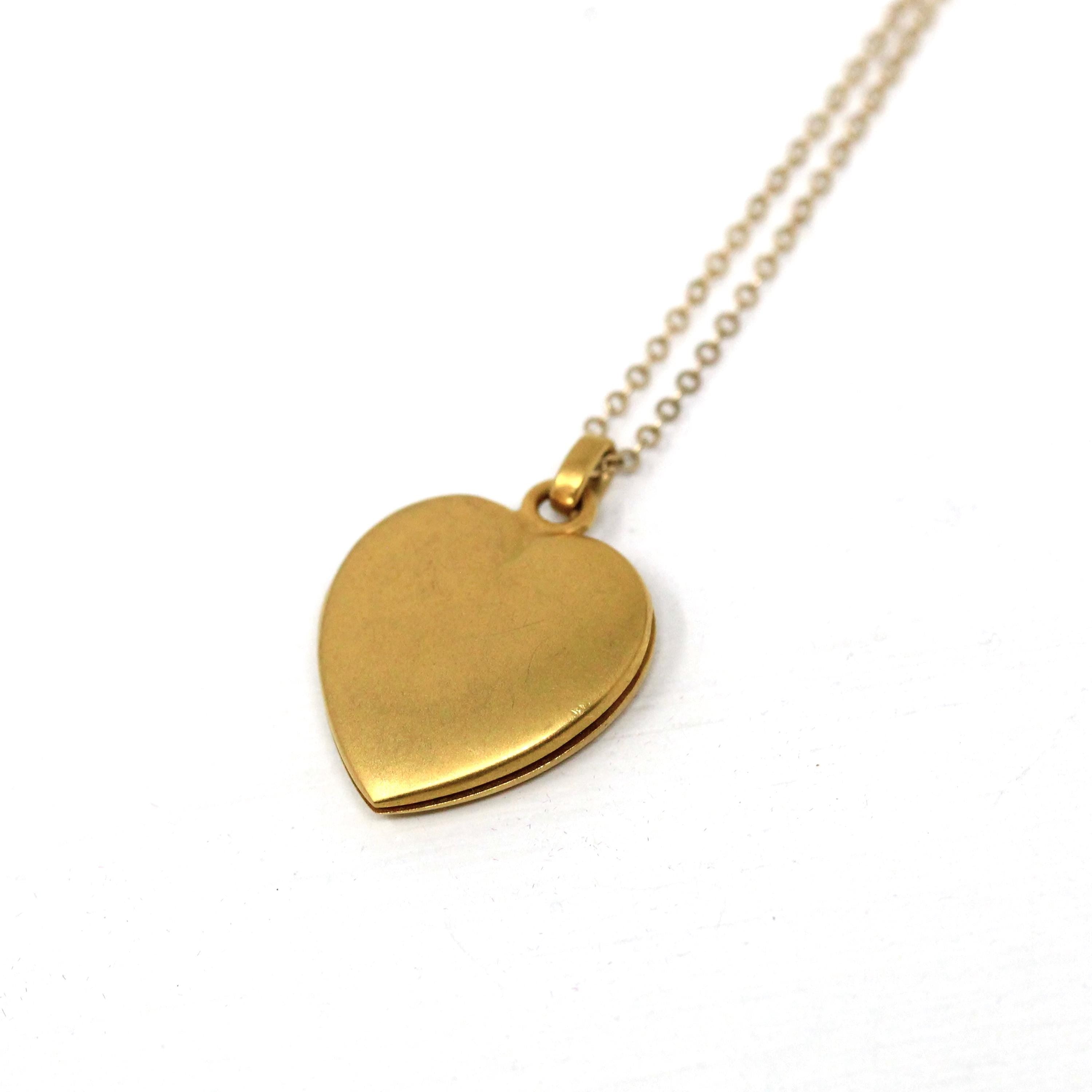 Antique Heart Locket - Edwardian 10k Yellow Gold Keepsake Pendant Necklace Charm - Circa 1910s Era Photograph Photo Statement Fine Jewelry