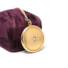 Antique Pendant Necklace - Edwardian Gold Filled Round Simulated Pearl Necklace Charm - Vintage Circa 1900s Era Statement Star Puffy Jewelry