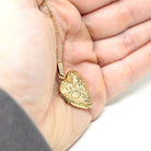 Vintage "J" Heart Locket - Retro Gold Filled Love Floral Pendant Love Initial Letter Necklace - Vintage Circa 1940s Era Flower Photo Jewelry