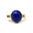 Retro Lapis Lazuli Ring - Vintage 10k Yellow Gold Dark Blue Round Cabochon Gemstone - Circa 1960s Era Size 6 3/4 Fine Statement Jewelry