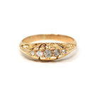 Antique Diamond Band - Edwardian 18k Yellow Gold Natural Gemstones Wedding Ring - Vintage Early 1900s Era Size 6 Fine Statement Jewelry