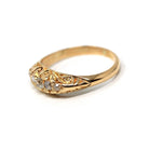 Antique Diamond Band - Edwardian 18k Yellow Gold Natural Gemstones Wedding Ring - Vintage Early 1900s Era Size 6 Fine Statement Jewelry