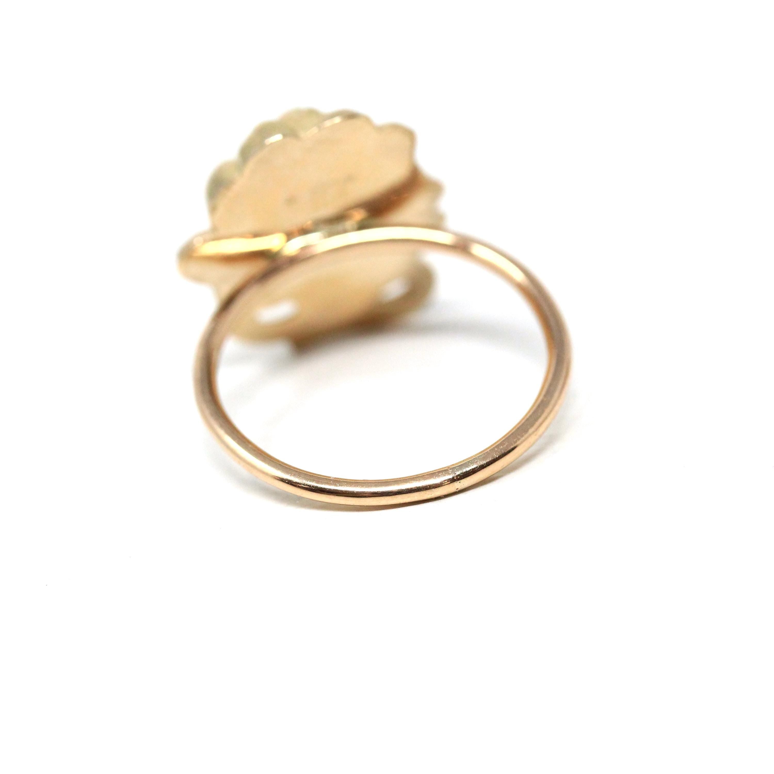 Art Nouveau Gibson Girl Ring - Edwardian 10k Yellow Gold Stick Pin Conversion - Vintage Circa 1900s Era Size 4 3/4 Fine Statement Jewelry