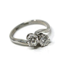 Mid Century Toi Et Moi Ring - Vintage 18k White Gold & Platinum Bypass Diamond Gemstones - Circa 1950s Era Size 5 1/2 Fine Statement Jewelry