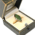 Nephrite Jade Ring - Retro 10k Yellow Gold Marquise Cut Natural Green Gemstone - Vintage 1960s Era Size 5 Navette Statement Fine 60s Jewelry