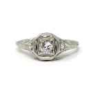 Art Deco Diamond Ring - Vintage 14k White Gold .35 CTW Natural Gemstones - Circa 1930s Era Size 6 Engagement Floral Filigree Fine Jewelry