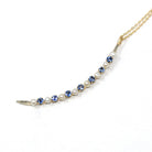 Crescent Moon Necklace - Edwardian 10k Yellow Gold Natural Sapphires Seed Pearls Pendant - Antique Circa 1910s Era Fine Celestial Jewelry