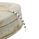 Crescent Moon Necklace - Edwardian 10k Yellow Gold Natural Sapphires Seed Pearls Pendant - Antique Circa 1910s Era Fine Celestial Jewelry