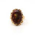 Vintage Fire Agate Ring - Retro 14k Yellow Gold Oval Iridescent Brown Gemstone - Circa 1970s Era Size 6 Unique Fine Statement 70s Jewelry