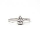 Vintage Diamond Ring - Retro 14k White Gold Pear Brilliant Cut .13 CT Gem - Circa 1960s Size 6.25 Solitaire Fine Bridal Engagement Jewelry