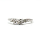 Mid Century Wedding Band - Vintage 14k White Gold 0.12 CTW Six Round Single Cut Diamond Ring - Circa 1950s Size 7 Fine Bridal Jewelry